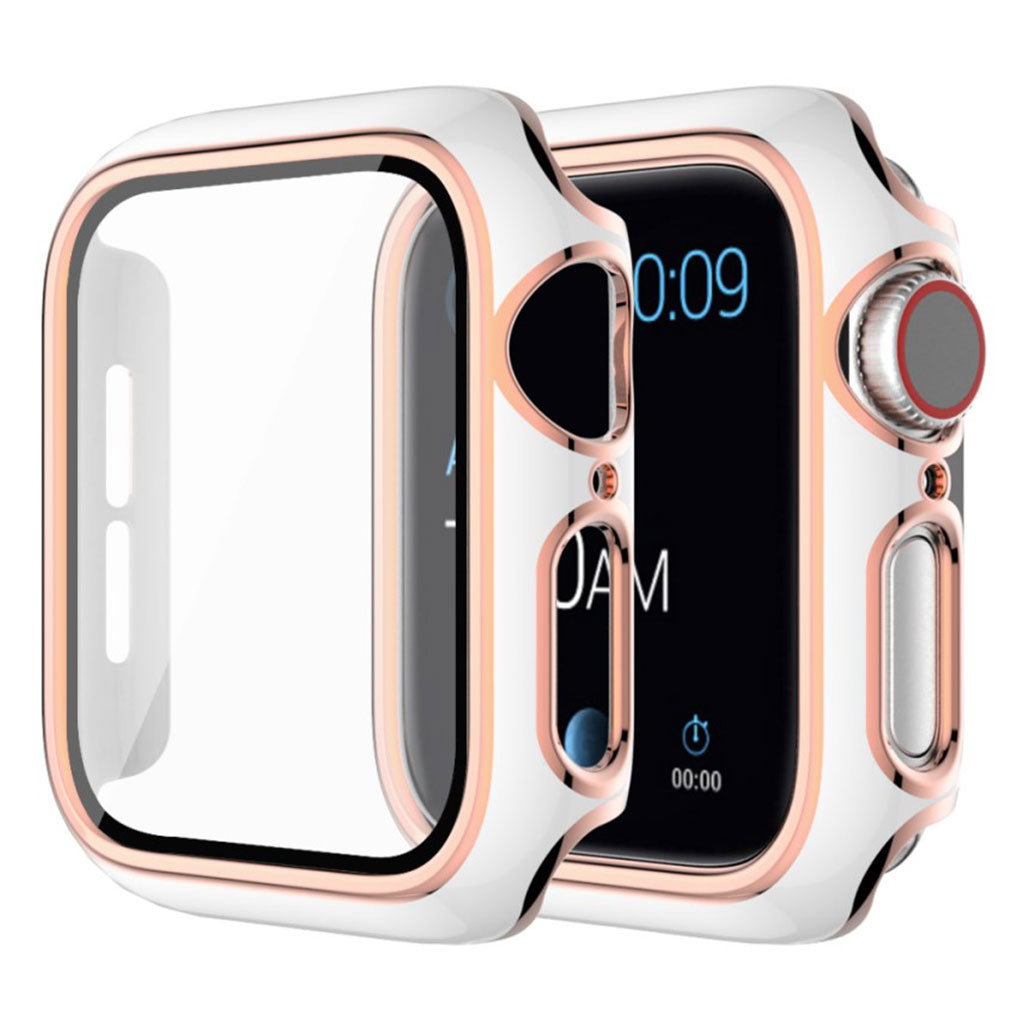 Rigtigt Fed Apple Watch Series 6 40mm / Apple Watch Series 5 40mm Cover med Skรฆrmbeskytter i Silikone og Hรฆrdet Glas - Hvid#serie_1