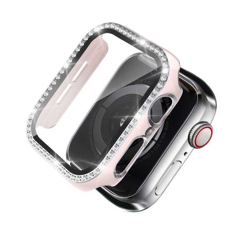 Super Fed Apple Watch 40mm Cover med Skærmbeskytter i Plastik, Rhinsten og Hærdet Glas - Pink#serie_5