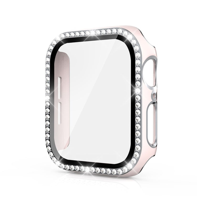 Super Fed Apple Watch 40mm Cover med Skærmbeskytter i Plastik, Rhinsten og Hærdet Glas - Pink#serie_5