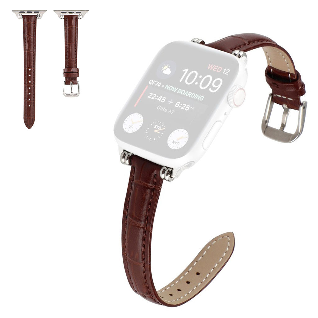 Glimrende Universal Apple Ægte læder Rem - Brun#serie_4