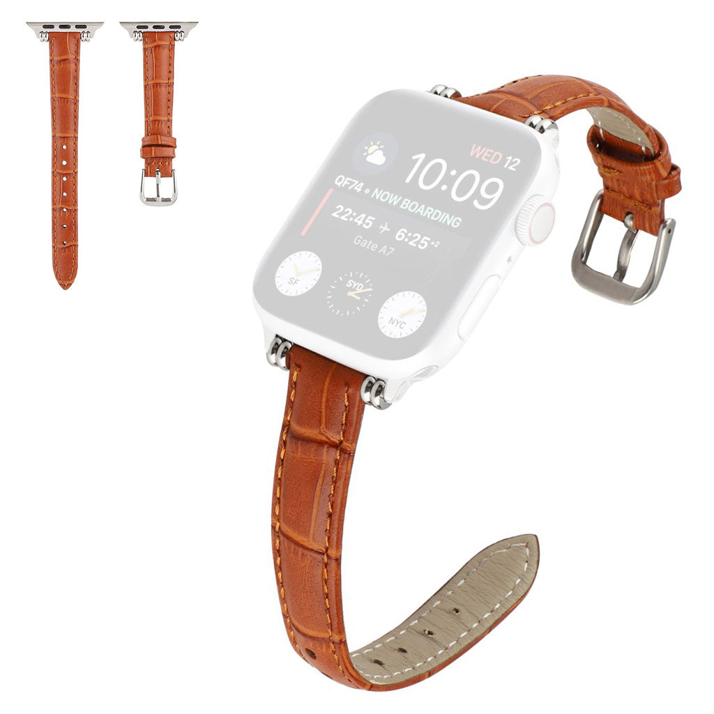 Glimrende Universal Apple Ægte læder Rem - Brun#serie_8