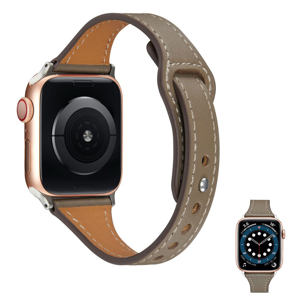 Vildt nydelig Universal Apple Ægte læder Rem - Sølv#serie_4