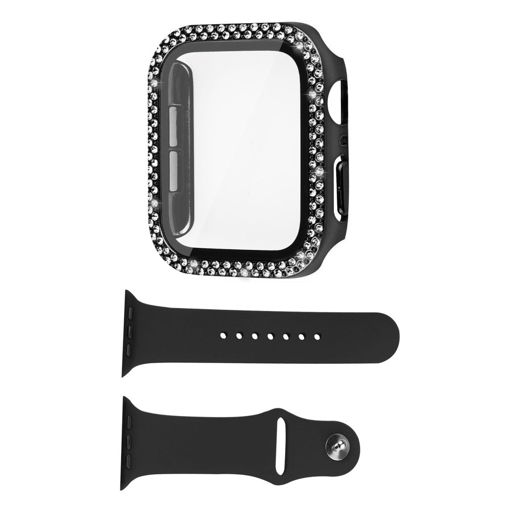Universal Apple Plastik Cover med Rem og Hรฆrdet Glas - Sort#serie_1