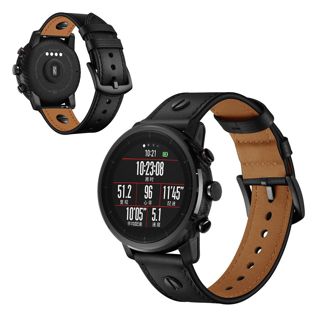 Samsung Gear S3 / Samsung Galaxy Watch (46mm) รgte lรฆder Rem - Sort#serie_1