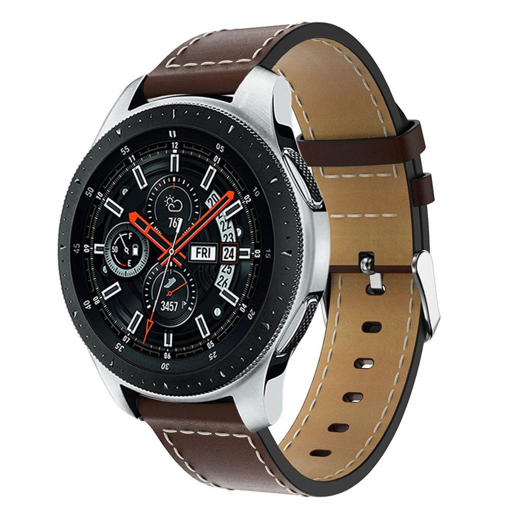 Super holdbart Samsung Galaxy Watch (46mm) รgte lรฆder Rem - Brun#serie_1