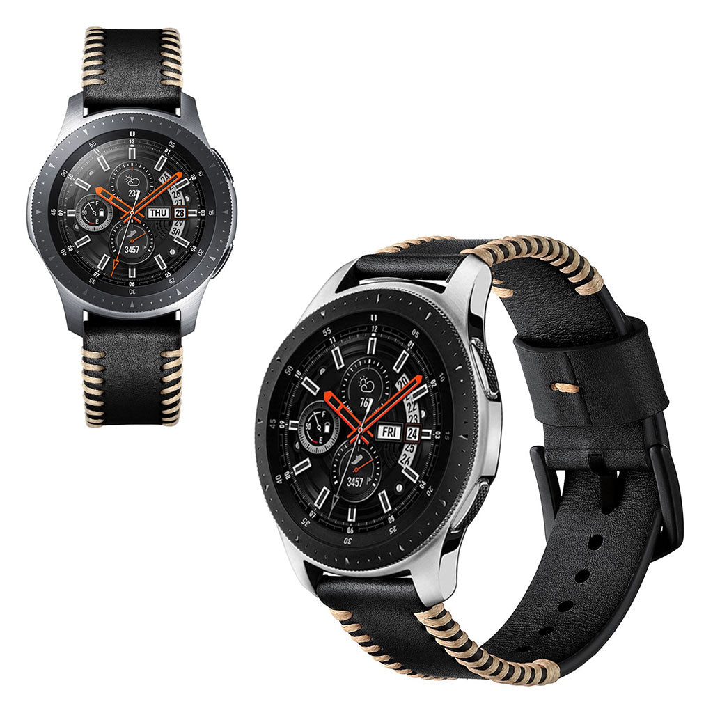 Meget fantastisk Samsung Galaxy Watch (46mm) รgte lรฆder Rem - Sort#serie_1