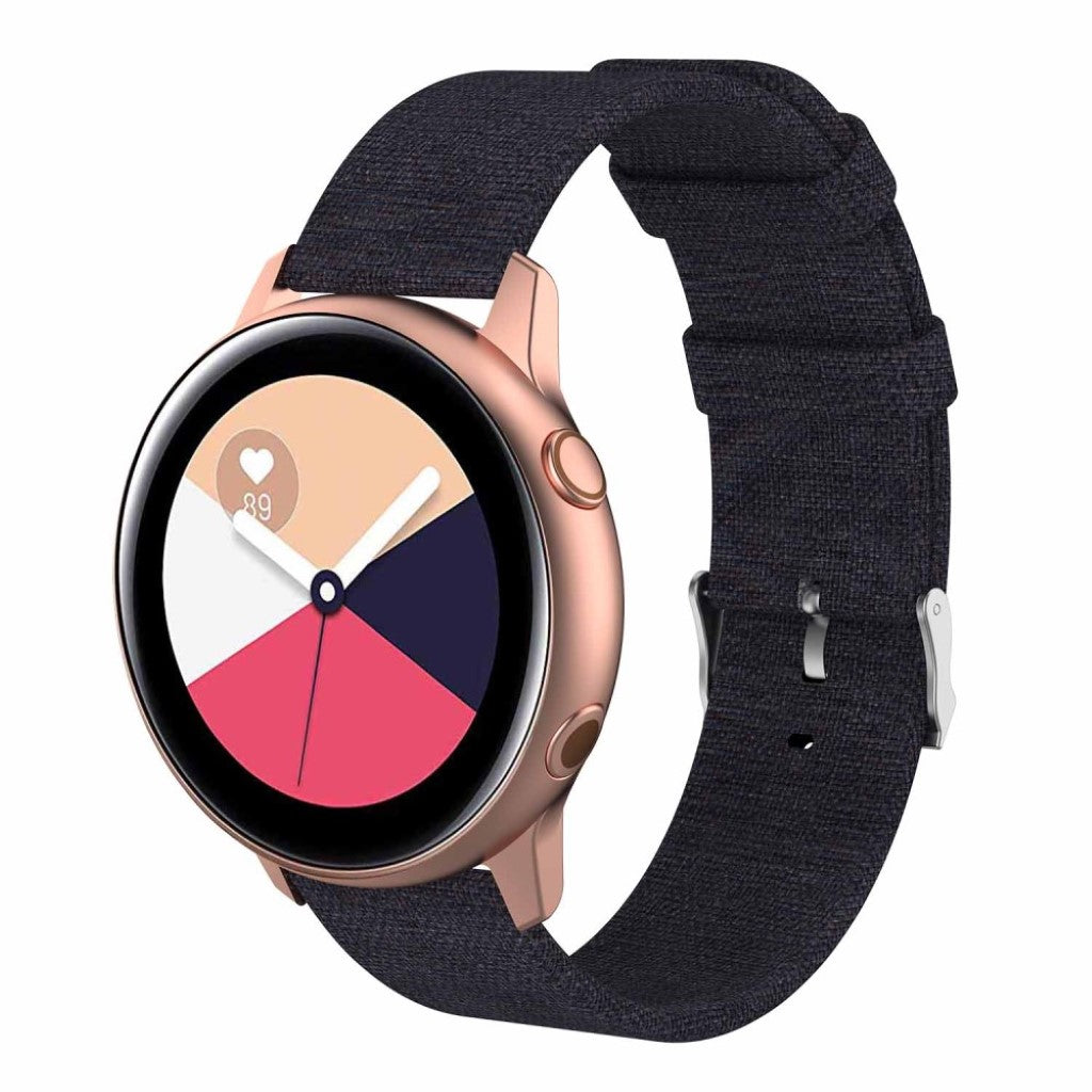 Super slidstærk Samsung Galaxy Watch Active Nylon Rem - Sort#serie_1