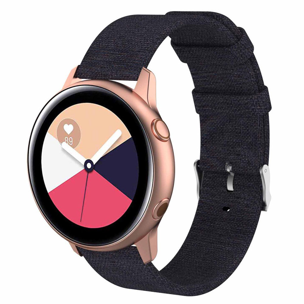 Super slidstรฆrk Samsung Galaxy Watch Active Nylon Rem - Sort#serie_1