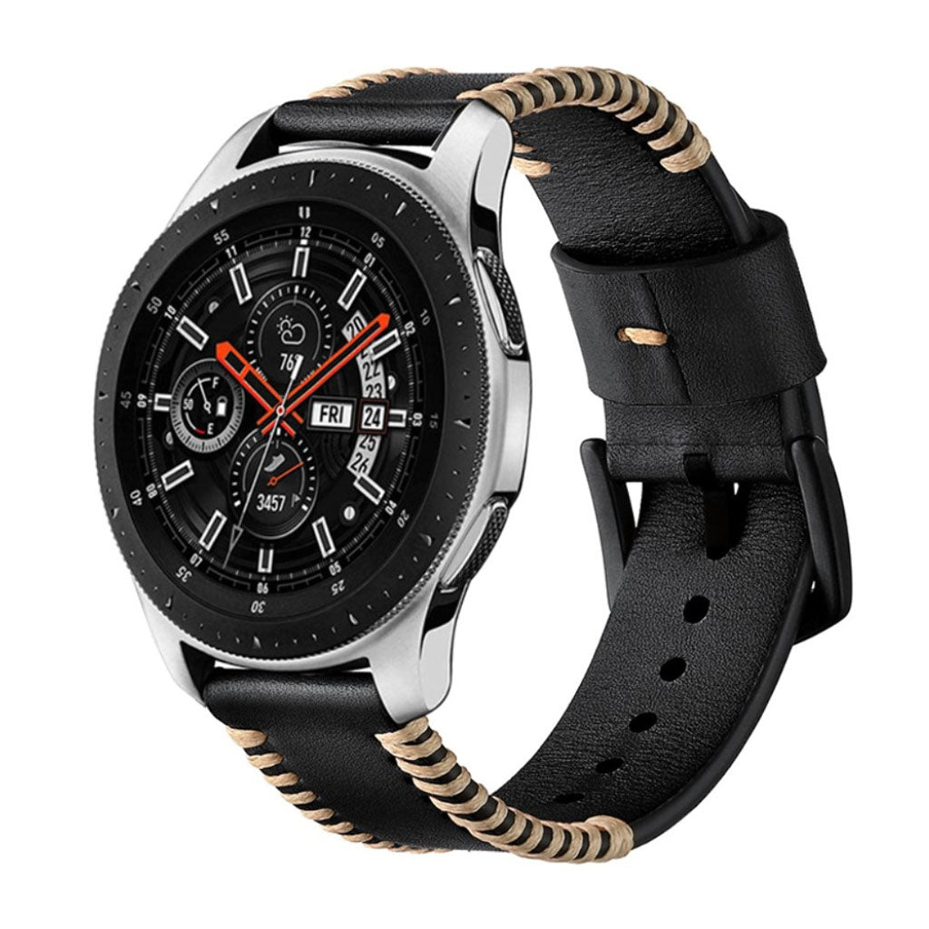 Meget holdbart Samsung Galaxy Watch Active รgte lรฆder Rem - Sort#serie_1