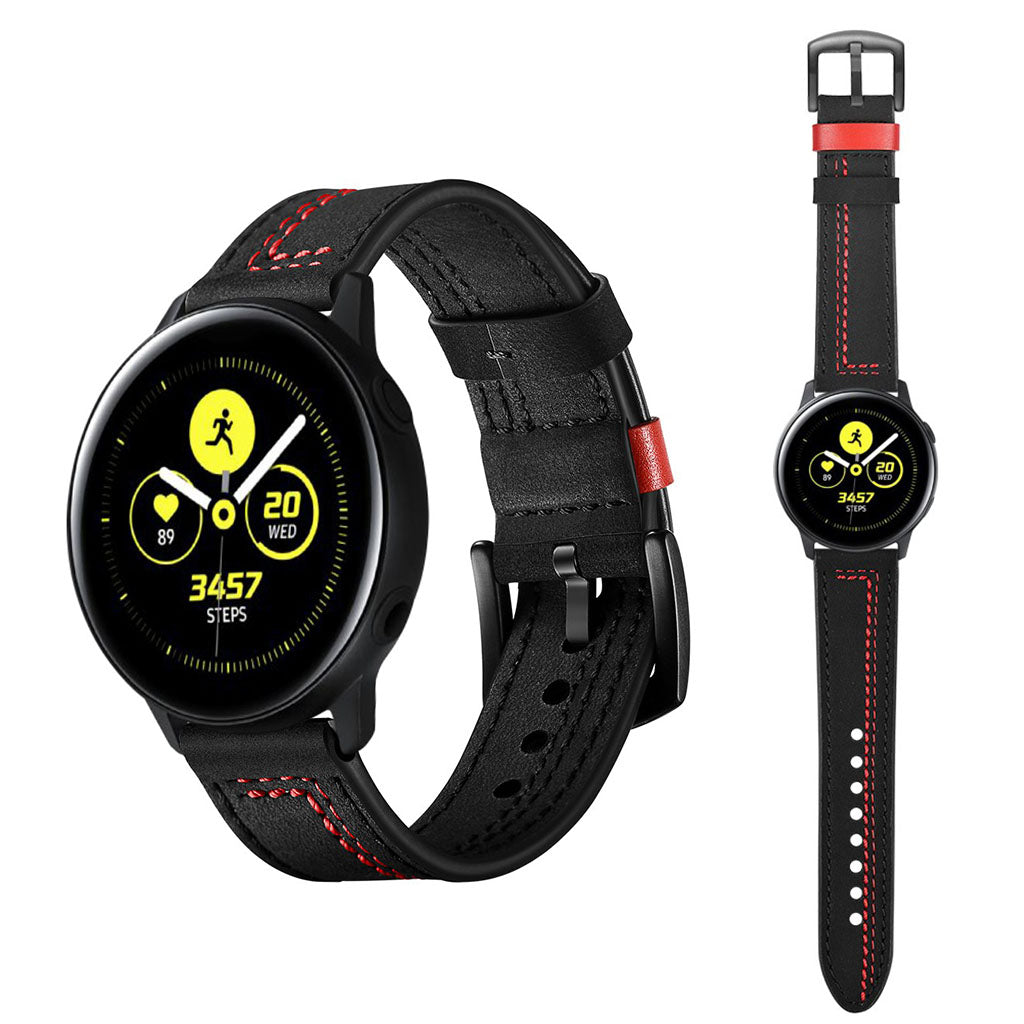 Mega slidstรฆrk Samsung Galaxy Watch Active รgte lรฆder Rem - Sort#serie_1