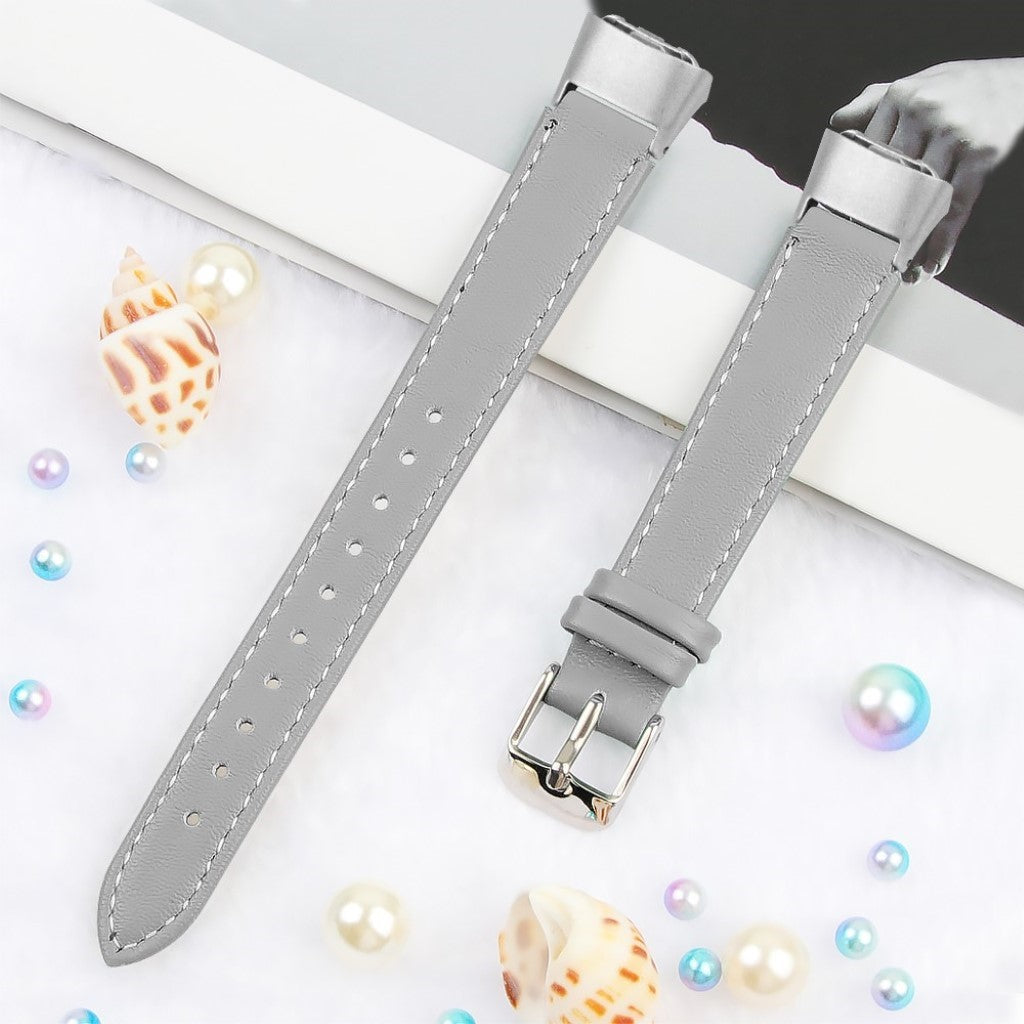 Stilfuld Samsung Galaxy Fit Ægte læder Rem - Sølv#serie_11