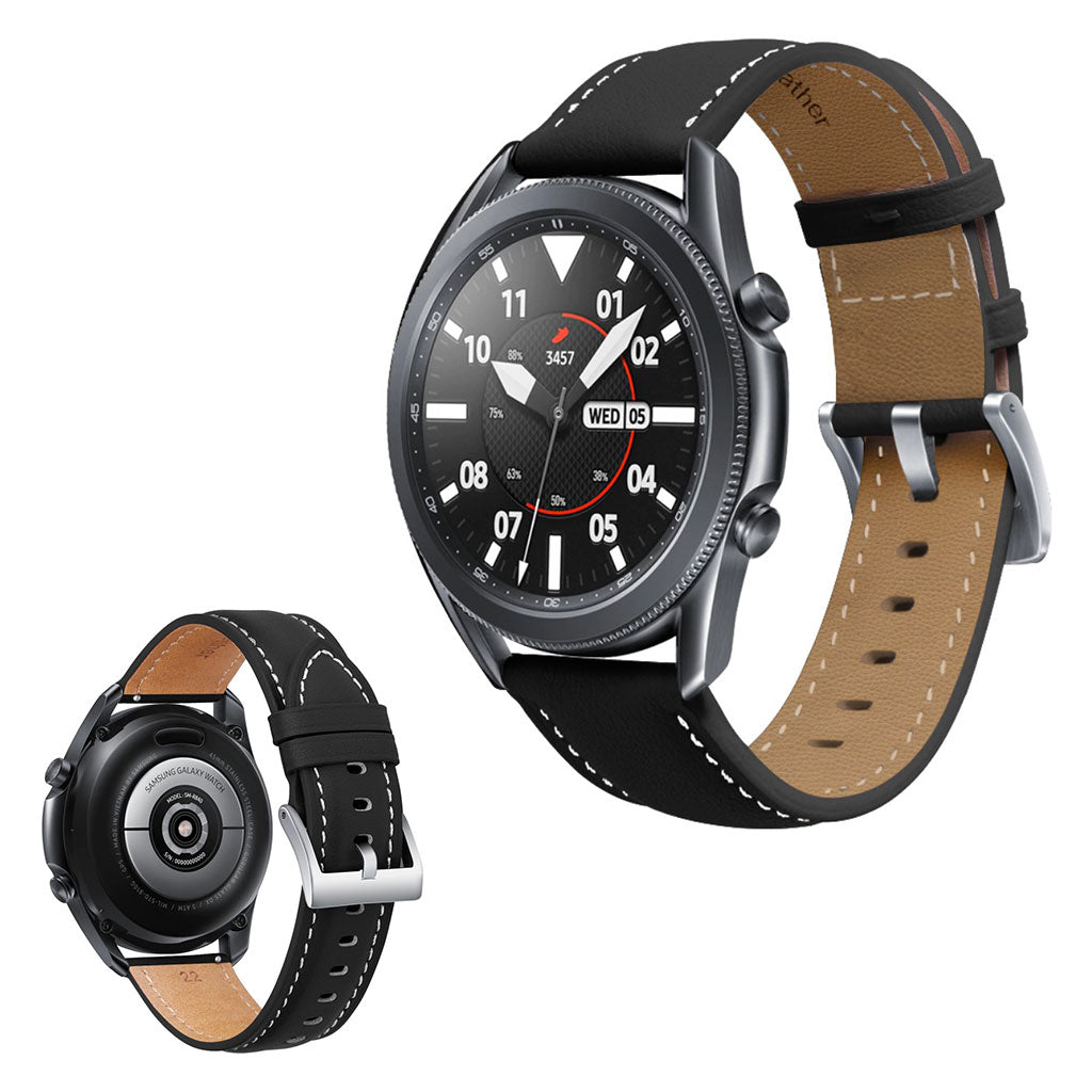 Cool Samsung Galaxy Watch 3 (45mm) รgte lรฆder Rem - Sort#serie_1