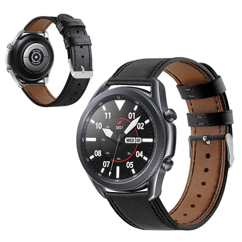 Meget godt Samsung Galaxy Watch 3 (41mm) รgte lรฆder Rem - Sort#serie_1