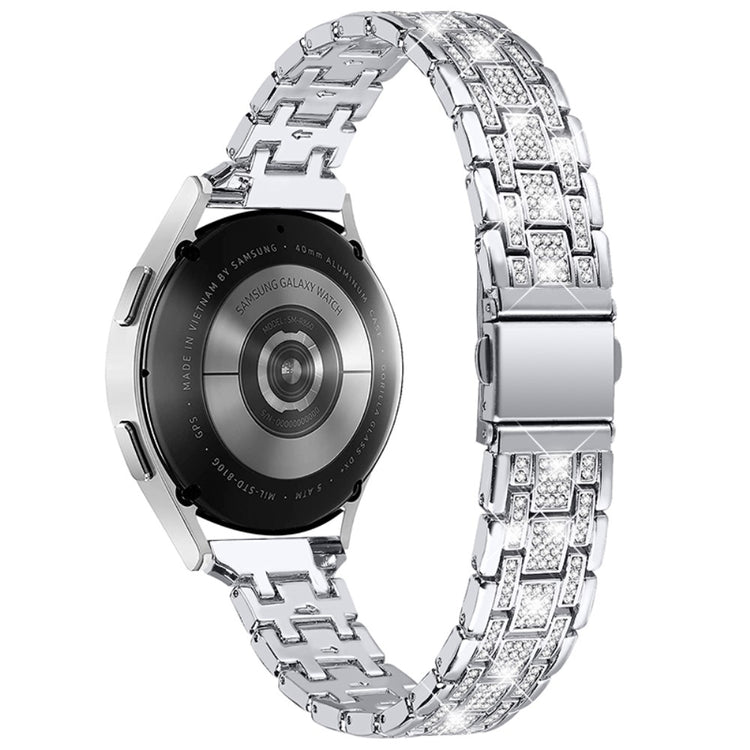 Samsung Galaxy Watch 3 (41mm) / Samsung Galaxy Watch (42mm) Metal og  Rhinsten Urrem - Sølv#serie_3