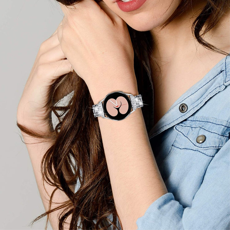 Samsung Galaxy Watch 3 (41mm) / Samsung Galaxy Watch (42mm) Metal og  Rhinsten Urrem - Sølv#serie_3