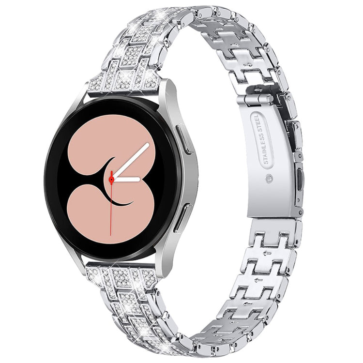 Samsung Galaxy Watch 3 (41mm) / Samsung Galaxy Watch (42mm) Metal og Rhinsten Rem - Sølv#serie_3