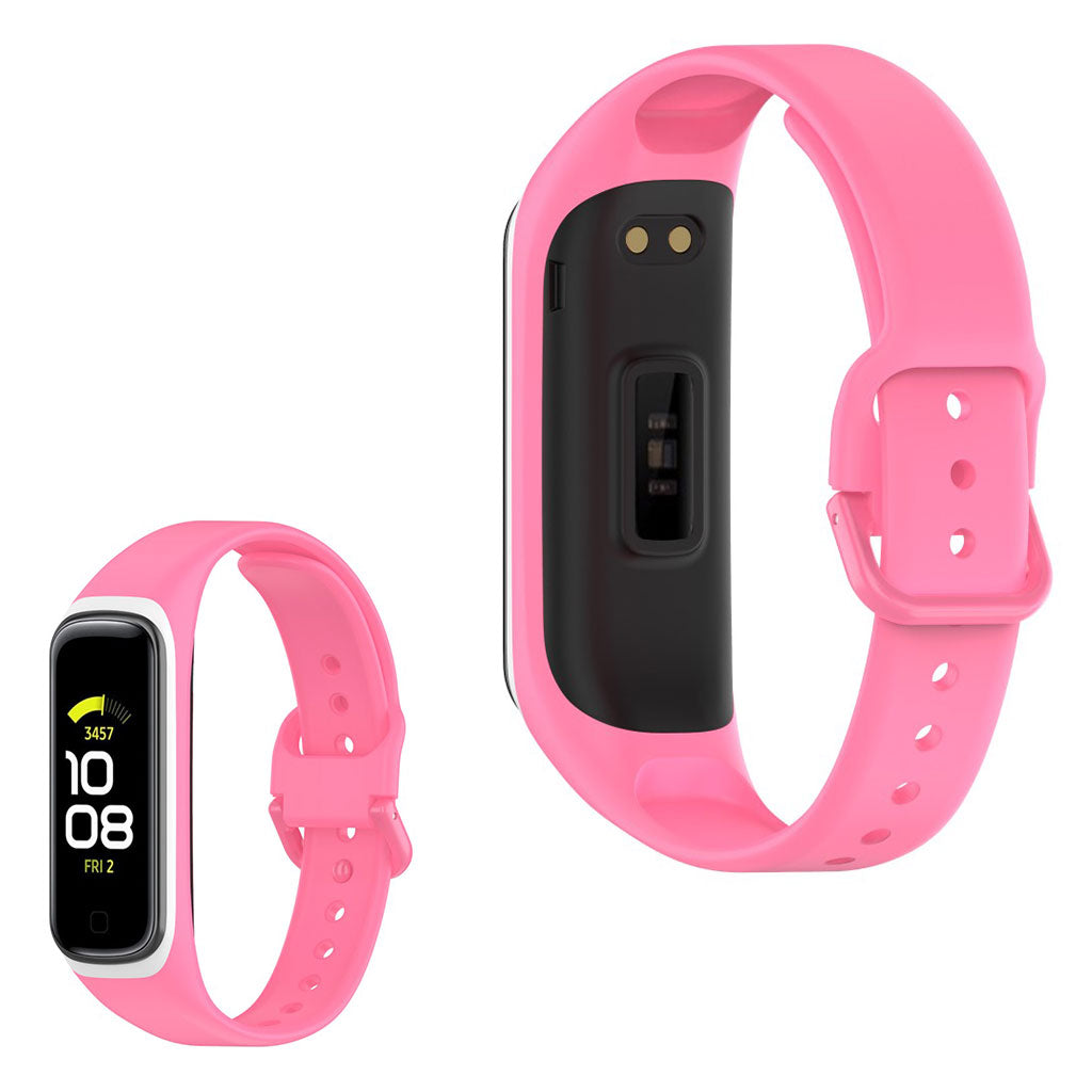 Samsung Galaxy Fit 2 bi-color silicone watch band - Pink / White#serie_1