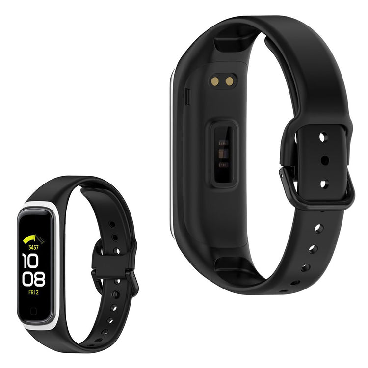 Samsung Galaxy Fit 2 bi-color silicone watch band - Black / White#serie_2