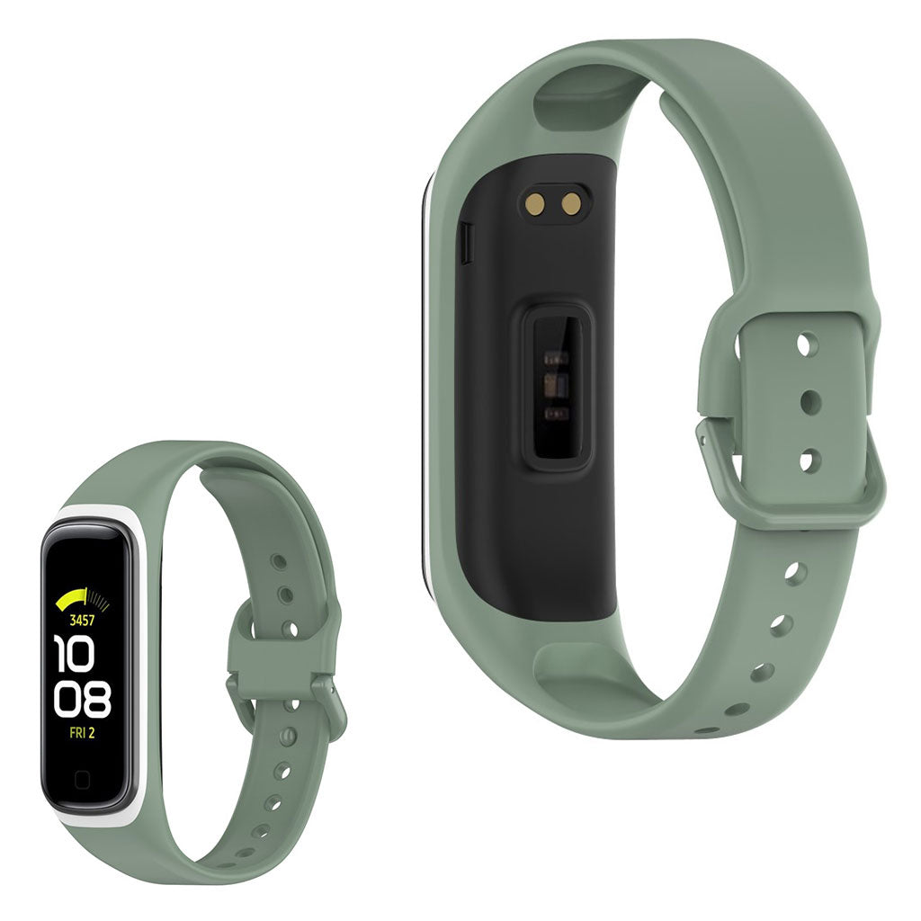 Samsung Galaxy Fit 2 bi-color silicone watch band - Green / White#serie_9