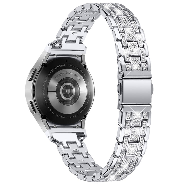 Samsung Galaxy Watch 3 (41mm) / Samsung Galaxy Watch (42mm) Metal og Rhinsten Rem - Sølv#serie_3