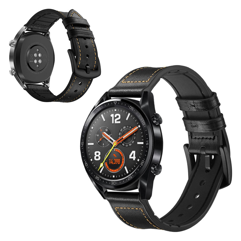 Sejt Universal Huawei รgte lรฆder og Silikone Rem - Sort#serie_1