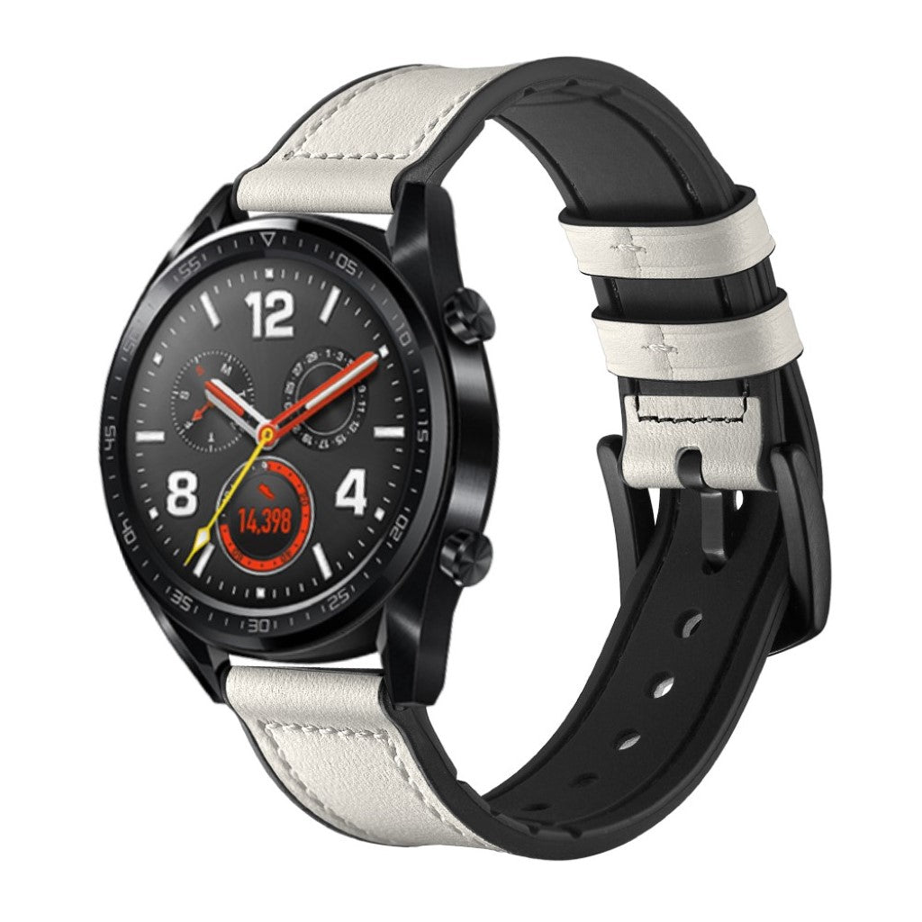 Sejt Universal Huawei Ægte læder og Silikone Rem - Hvid#serie_2