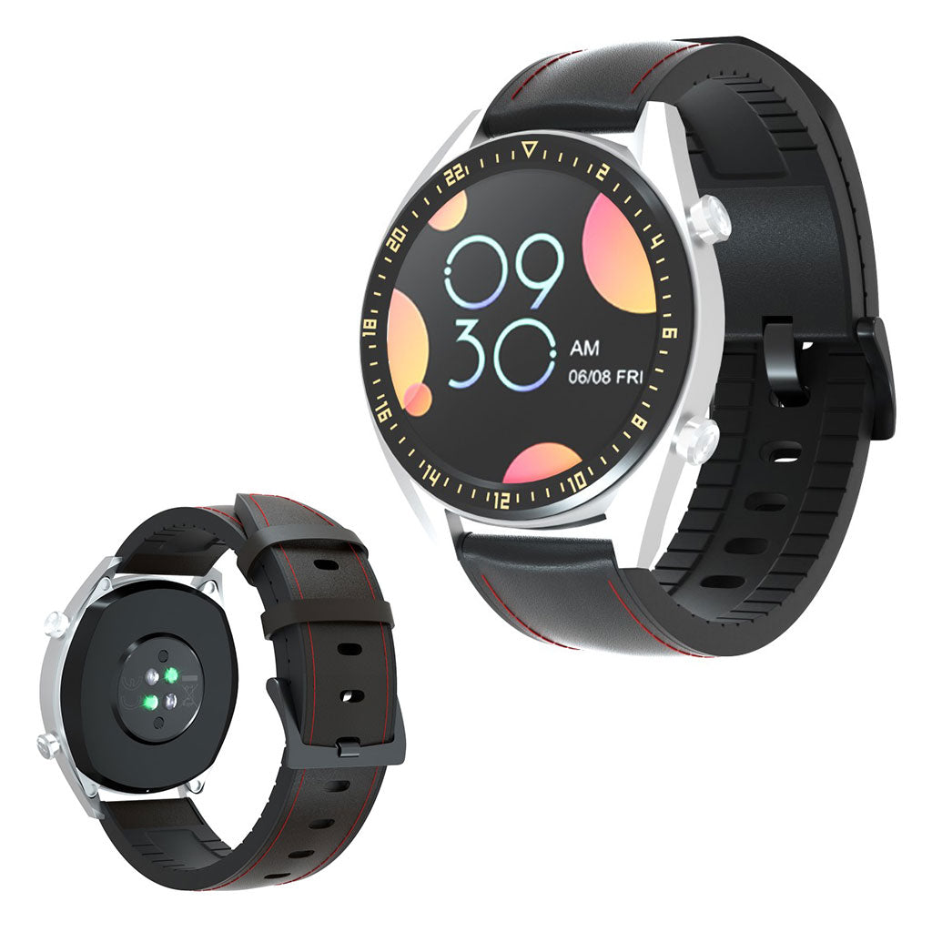 Super slidstรฆrk Huawei Watch GT รgte lรฆder og Silikone Rem - Sort#serie_1