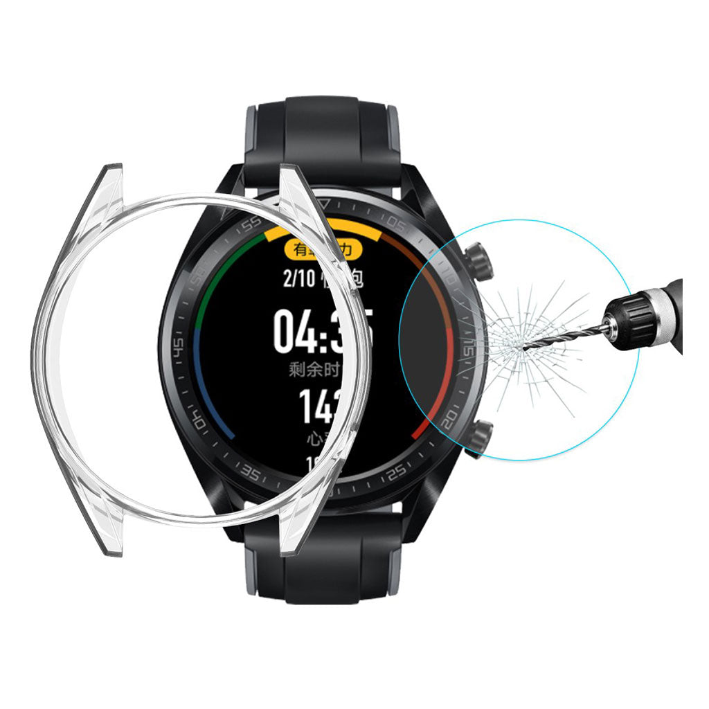 Super Fed Huawei Watch GT Cover med Skรฆrmbeskytter i Plastik og Glas - Guld#serie_040