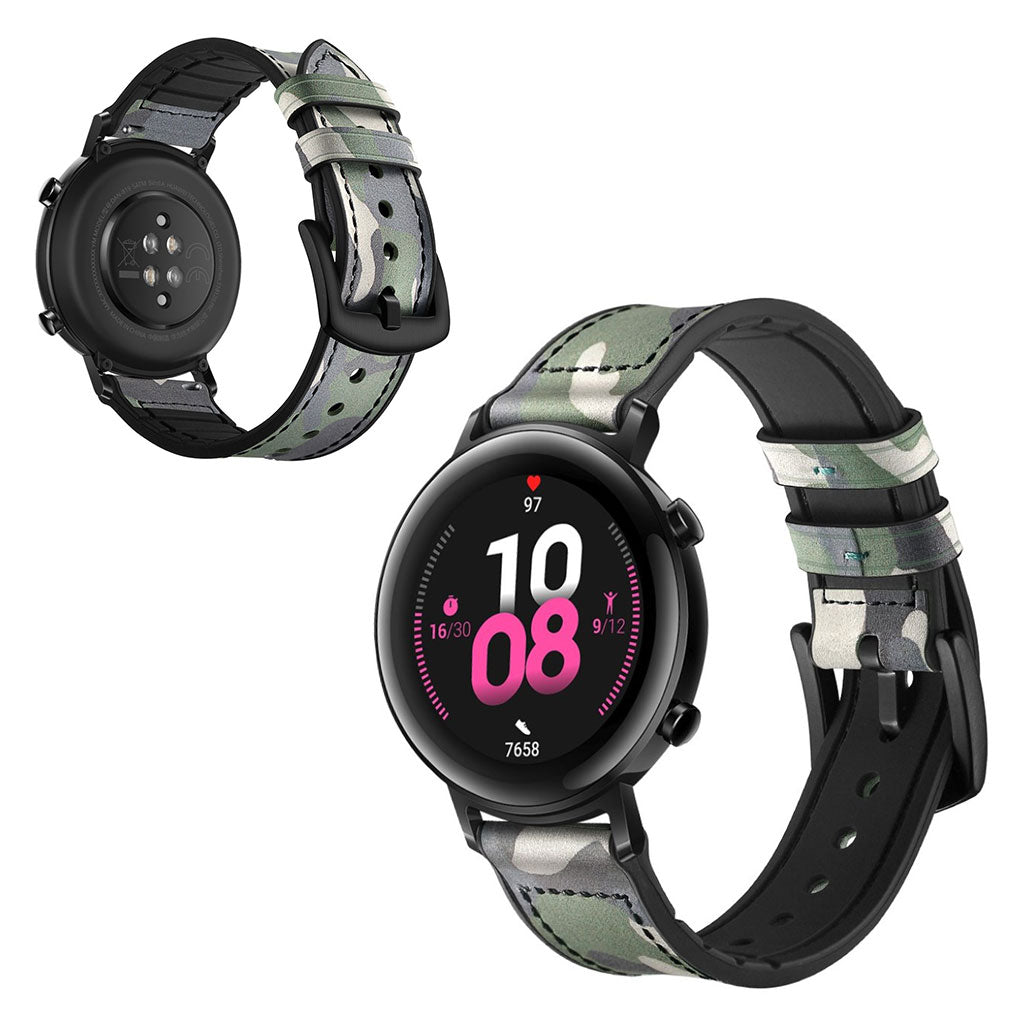 Glimrende Huawei Watch GT 2 42mm Ægte læder Rem - Grøn#serie_7