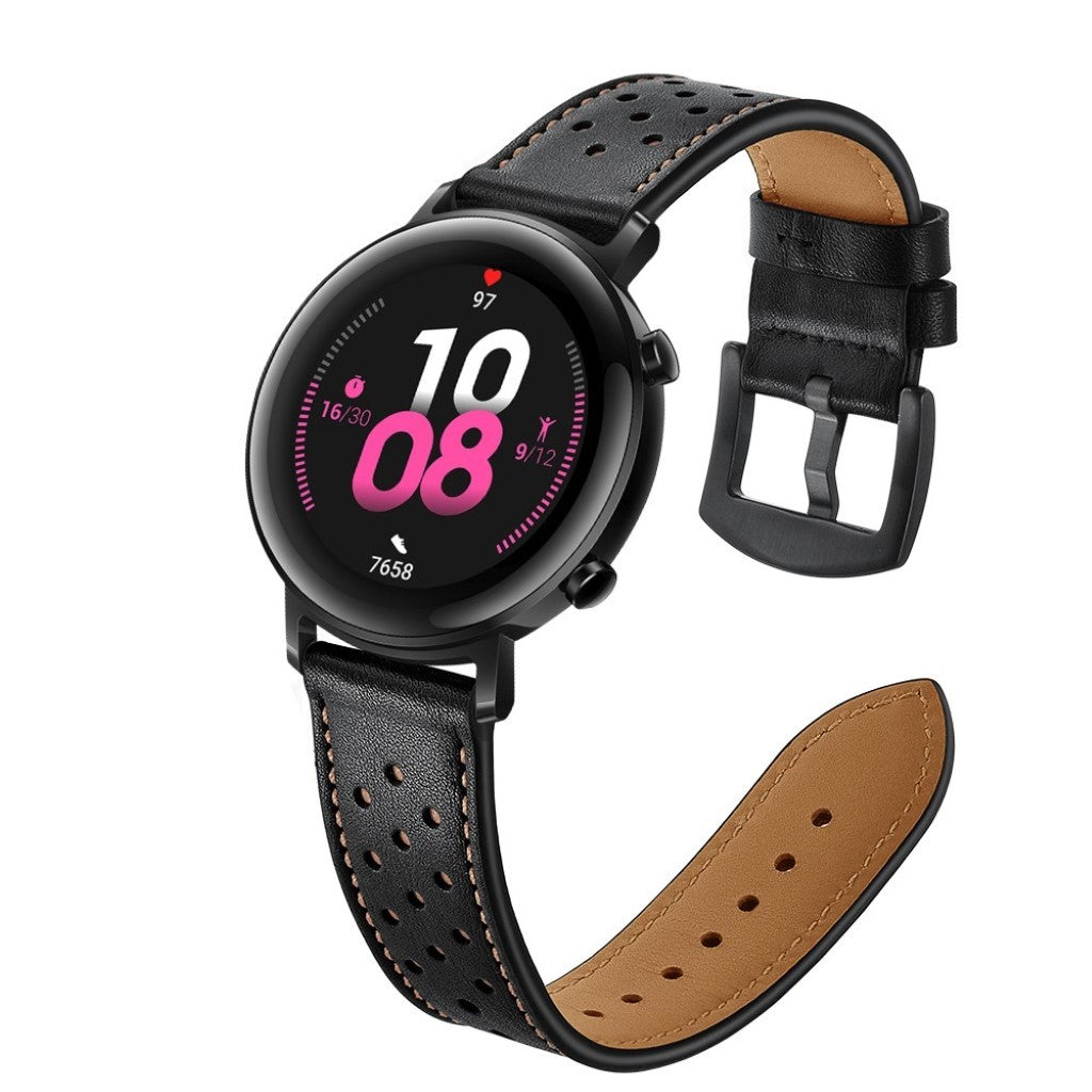 Meget godt Huawei Watch GT 2 42mm Ægte læder Rem - Sort#serie_1