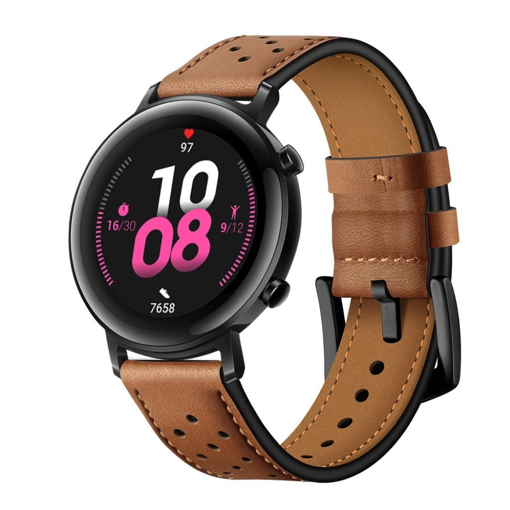 Meget godt Huawei Watch GT 2 42mm Ægte læder Rem - Sort#serie_1