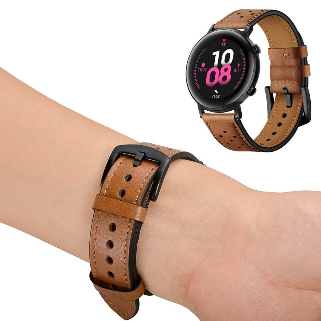Meget godt Huawei Watch GT 2 42mm Ægte læder Rem - Brun#serie_2