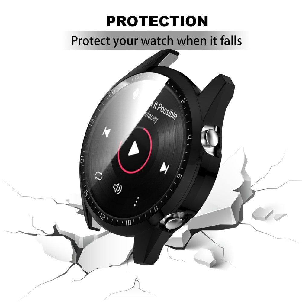Super Pænt Huawei Watch GT 2 46mm Cover med Skærmbeskytter i Plastik og Hærdet Glas - Sort#serie_2