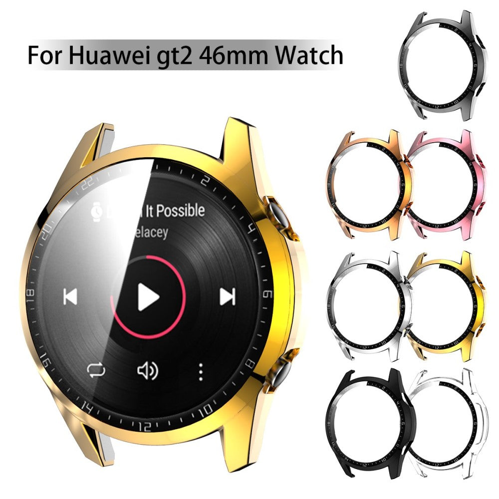 Super Pænt Huawei Watch GT 2 46mm Cover med Skærmbeskytter i Plastik og Hærdet Glas - Guld#serie_4