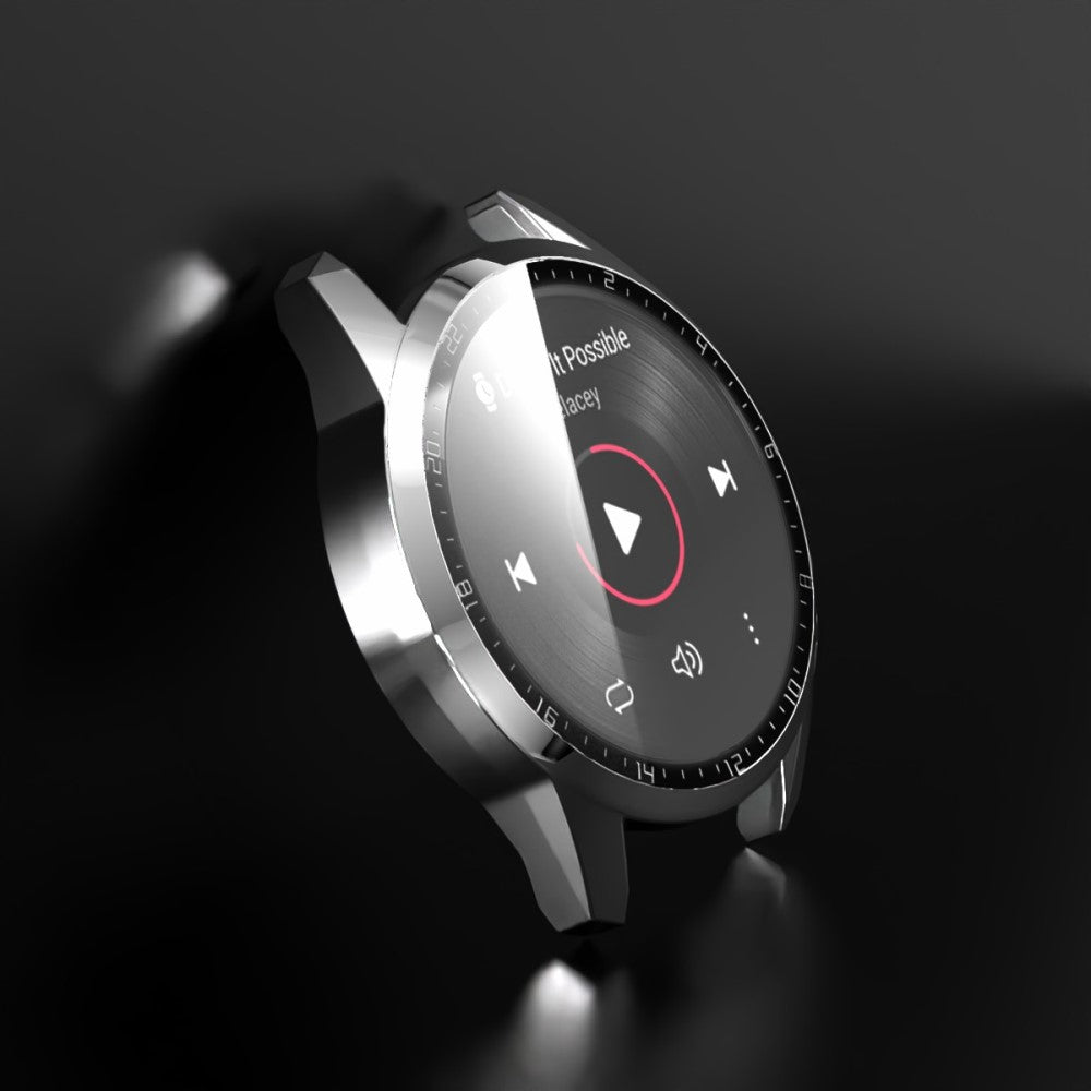 Super Pænt Huawei Watch GT 2 46mm Cover med Skærmbeskytter i Plastik og Hærdet Glas - Sølv#serie_7