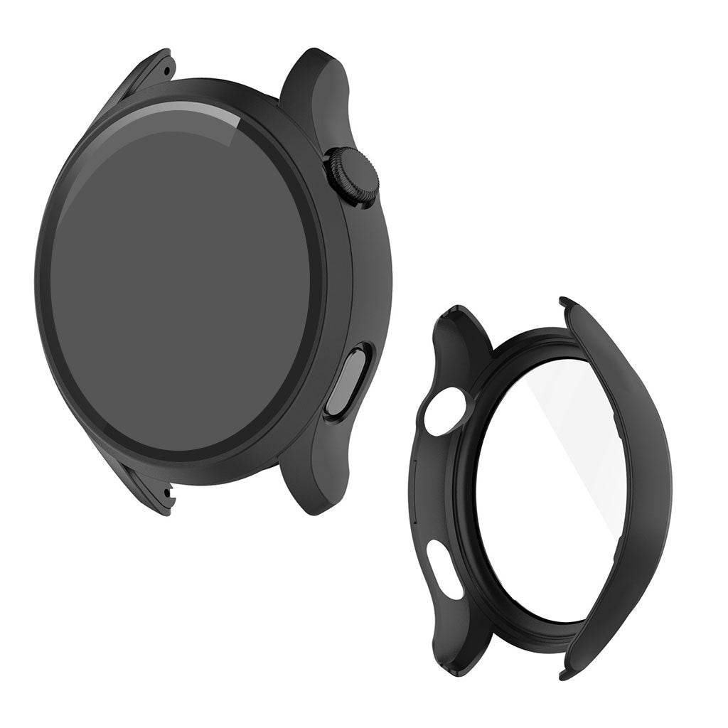 Godt Huawei Watch 3 Cover med Skรฆrmbeskytter i Silikone og Hรฆrdet Glas - Sort#serie_1
