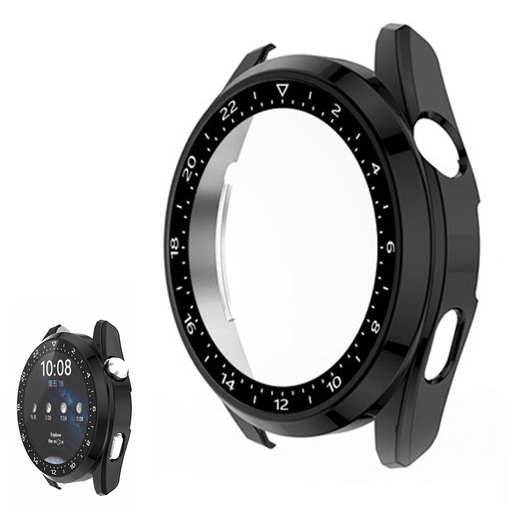Mega Godt Huawei Watch 3 Cover med Skรฆrmbeskytter i Plastik og Hรฆrdet Glas - Gennemsigtig#serie_1