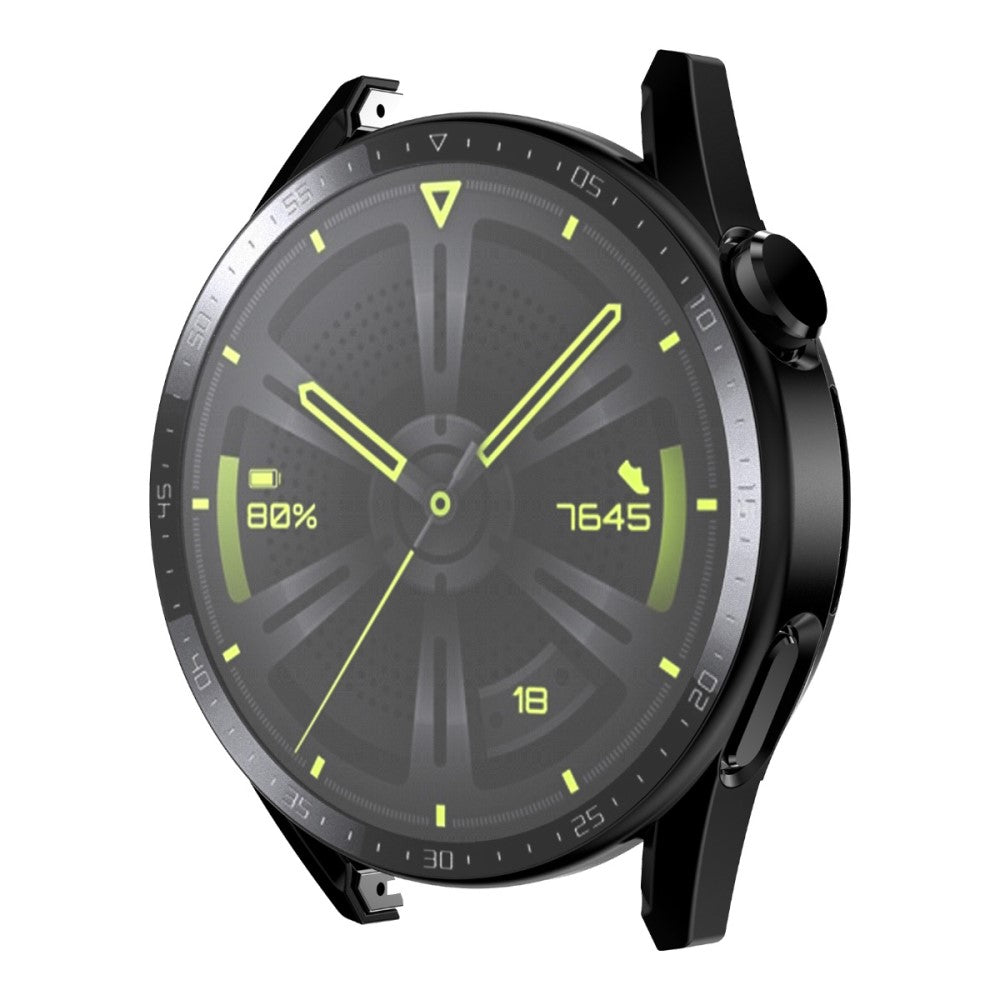 Super Flot Huawei Watch GT 3 (46mm) Cover med Skรฆrmbeskytter i Plastik og Hรฆrdet Glas - Sort#serie_1