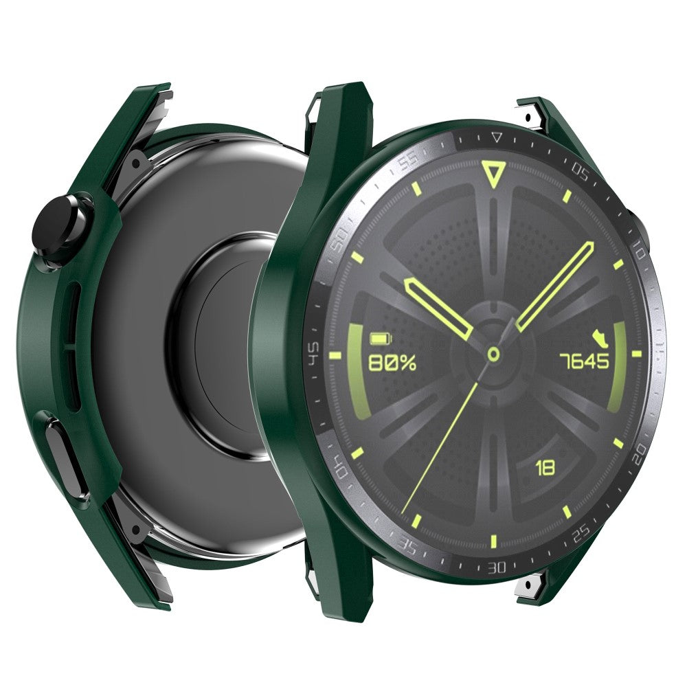 Super Fed Huawei Watch GT 3 (46mm) Cover med Skรฆrmbeskytter i Plastik og Hรฆrdet Glas - Grรธn#serie_1