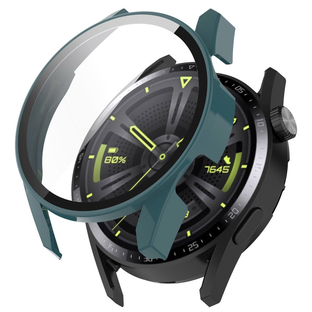Super Fint Huawei Watch GT 3 (42mm) Cover med Skรฆrmbeskytter i Silikone og Hรฆrdet Glas - Grรธn#serie_1
