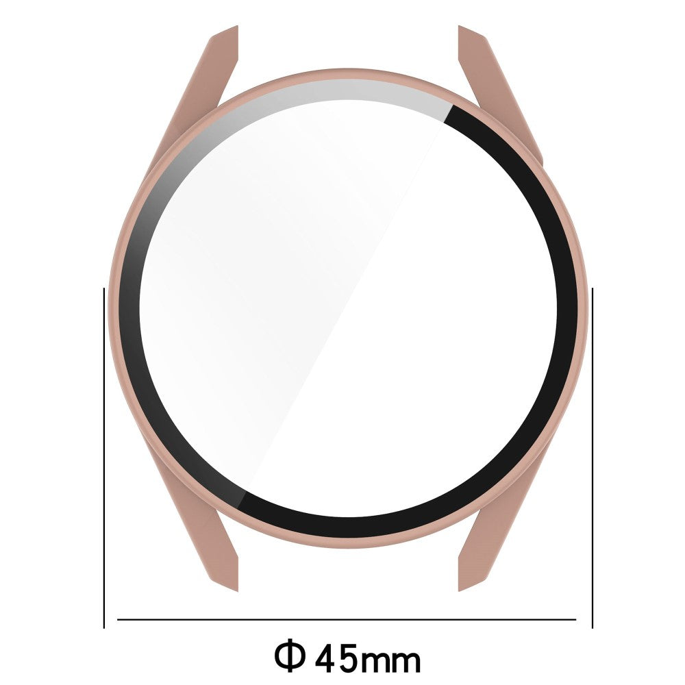 Super Fint Huawei Watch GT 3 (42mm) Cover med Skærmbeskytter i Silikone og Hærdet Glas - Beige#serie_5