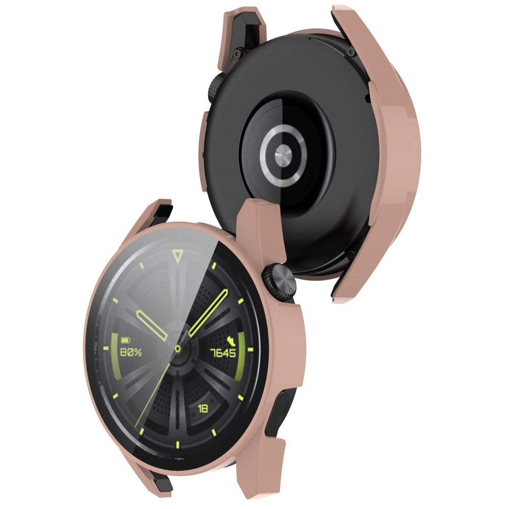 Super Fint Huawei Watch GT 3 (42mm) Cover med Skærmbeskytter i Silikone og Hærdet Glas - Pink#serie_6