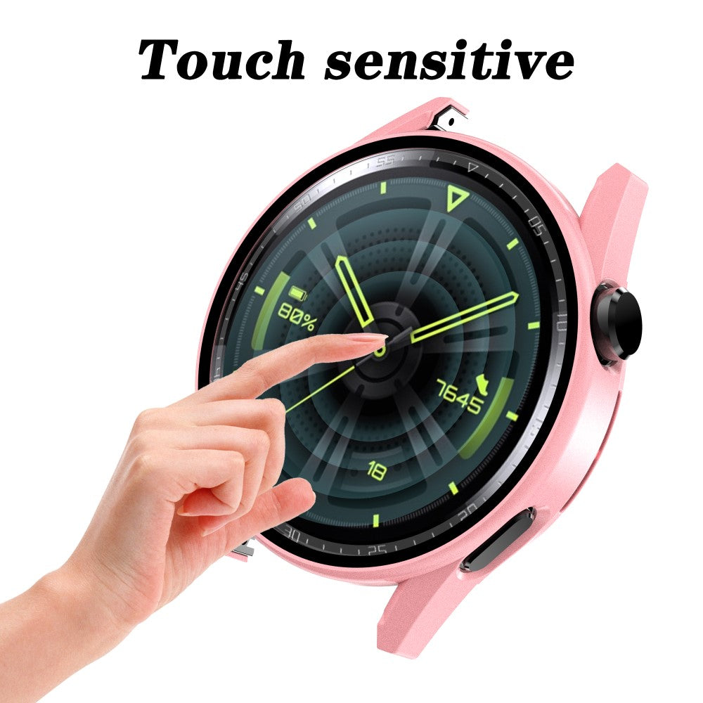 Mega Fint Huawei Watch GT 3 (42mm) Cover med Skærmbeskytter i Plastik og Hærdet Glas - Pink#serie_6