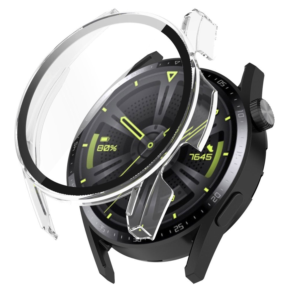 Fed Huawei Watch GT 3 (42mm) Cover med Skærmbeskytter i Plastik og Hærdet Glas - Gennemsigtig#serie_4