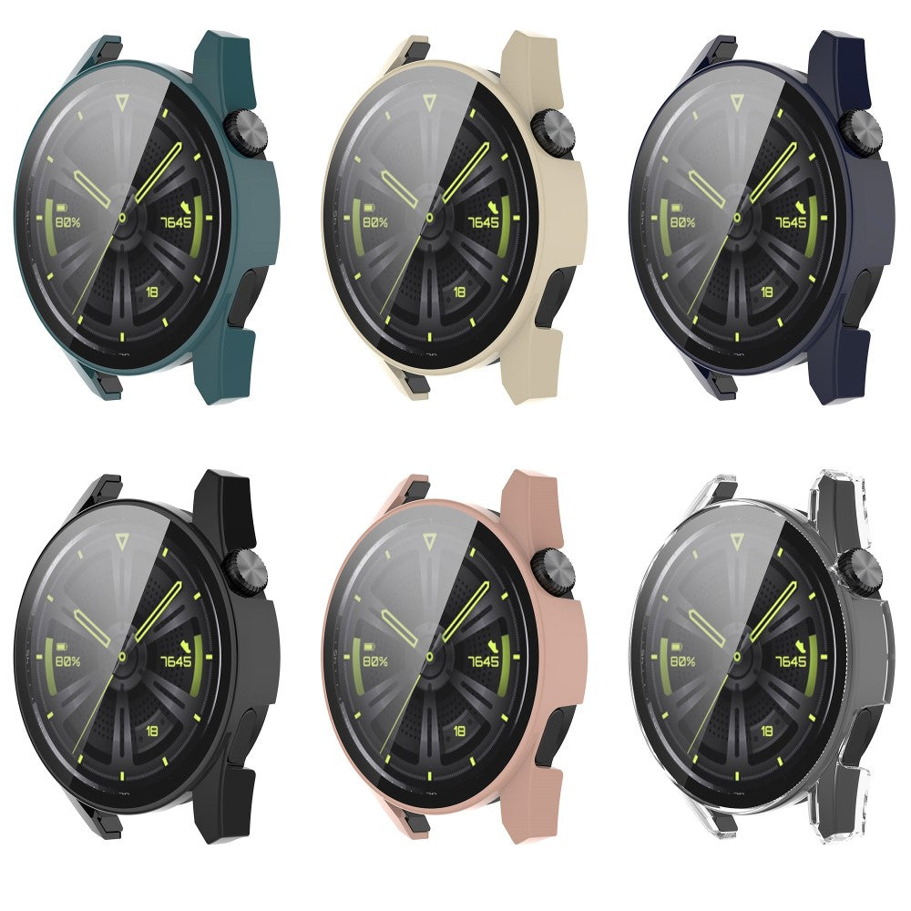 Fed Huawei Watch GT 3 (42mm) Cover med Skærmbeskytter i Plastik og Hærdet Glas - Gennemsigtig#serie_5