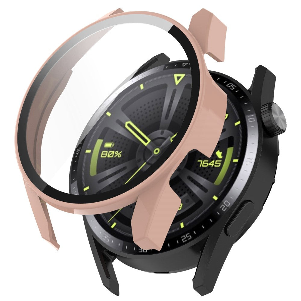 Fed Huawei Watch GT 3 (42mm) Cover med Skærmbeskytter i Plastik og Hærdet Glas - Pink#serie_6