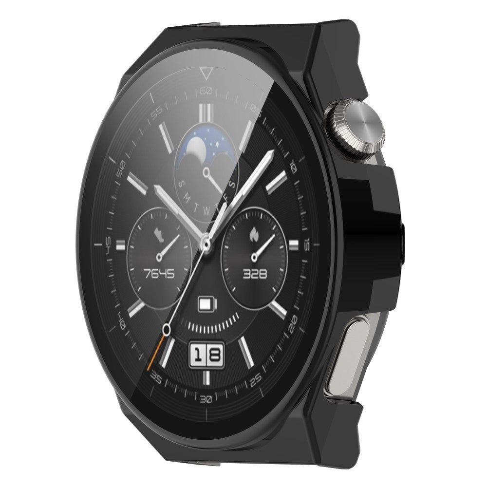 Mega Fed Huawei Watch GT 3 Pro 46mm Cover med Skรฆrmbeskytter i Plastik og Hรฆrdet Glas - Sort#serie_1