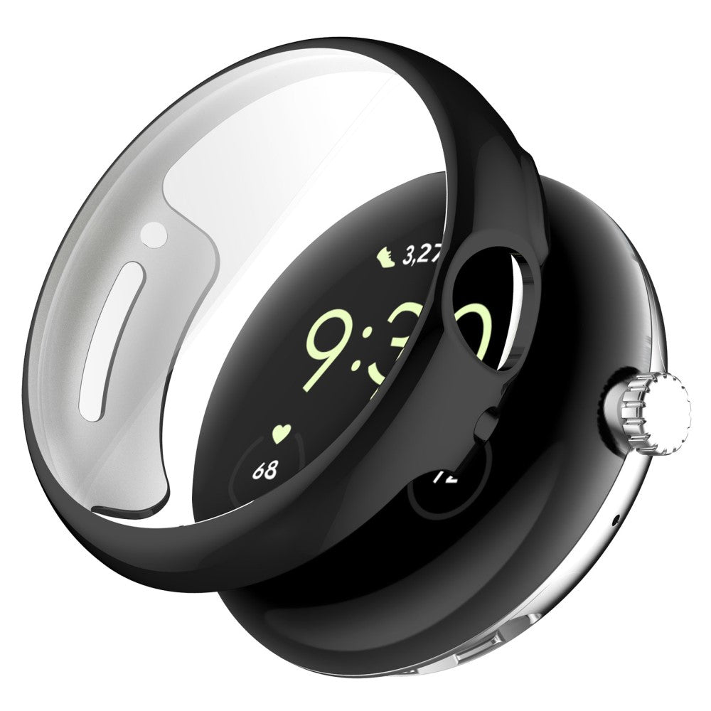 Godt Google Pixel Watch Cover med Skรฆrmbeskytter i Silikone - Sort#serie_1