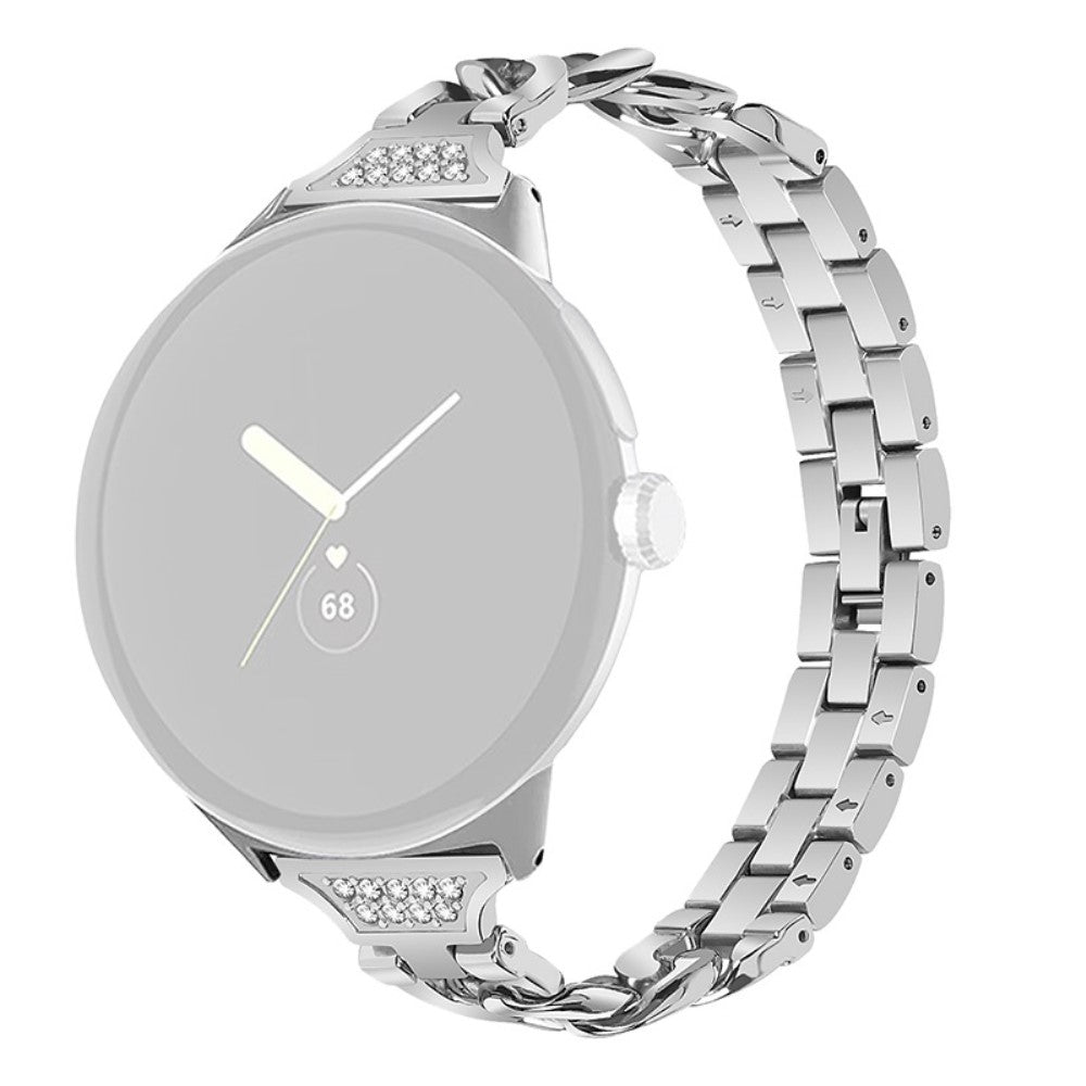 Elegant Google Pixel Watch Metal og Rhinsten Rem - Sรธlv#serie_047