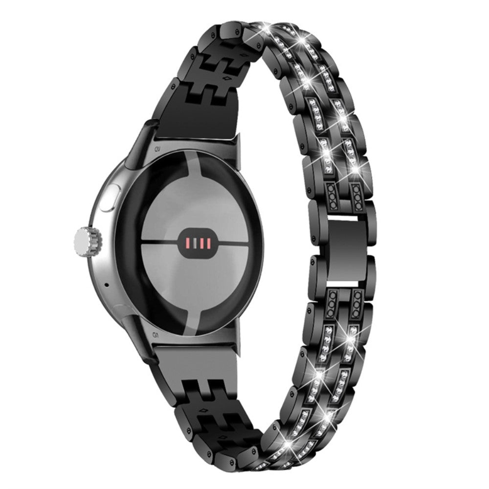 Super slidstรฆrk Google Pixel Watch Metal og Rhinsten Rem - Sort#serie_1